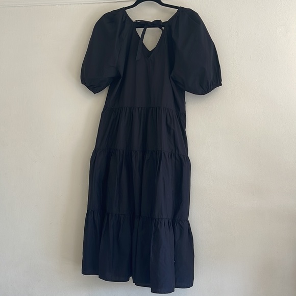 C & A Premium Black Midi Poplin Dress | Size Large | Prima Cotton - Picture 5 of 11